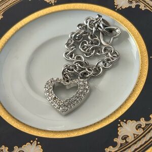 Silver Rhinestone Heart Bracelet